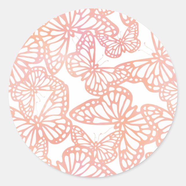 Butterfly Dreams (Peach) Classic Round Sticker (Front)