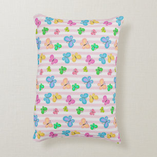 Butterfly Dreams Personalized Pink Stripe  Decorative Cushion