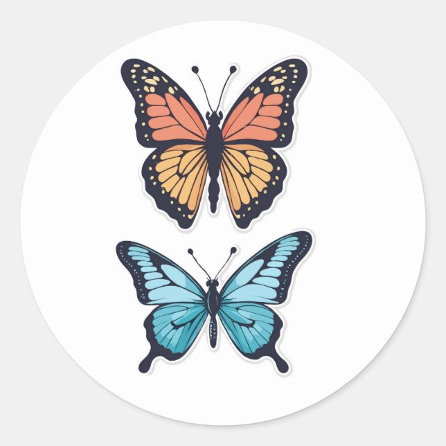 Butterfly Duo Sticker Set - Monarch and Blue (Front)