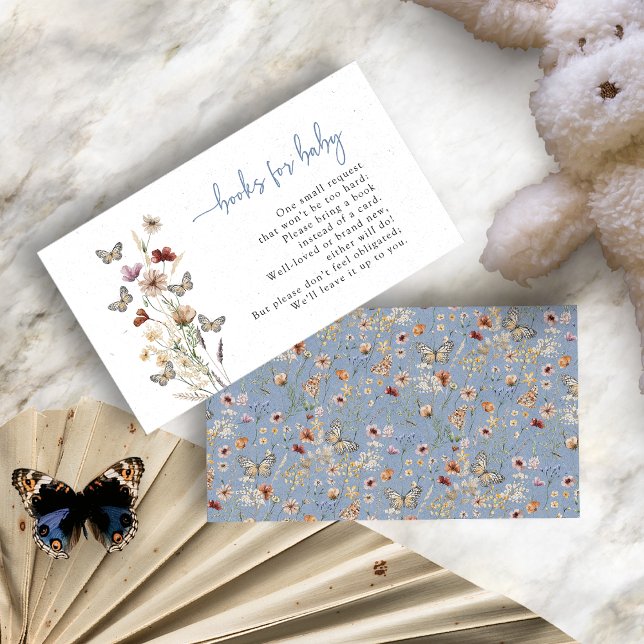 Butterfly Dusty Blue Books For Baby Enclosure Card (Butterfly Dusty Blue Floral Books For Baby Enclosure Card by Painted Paperie
)