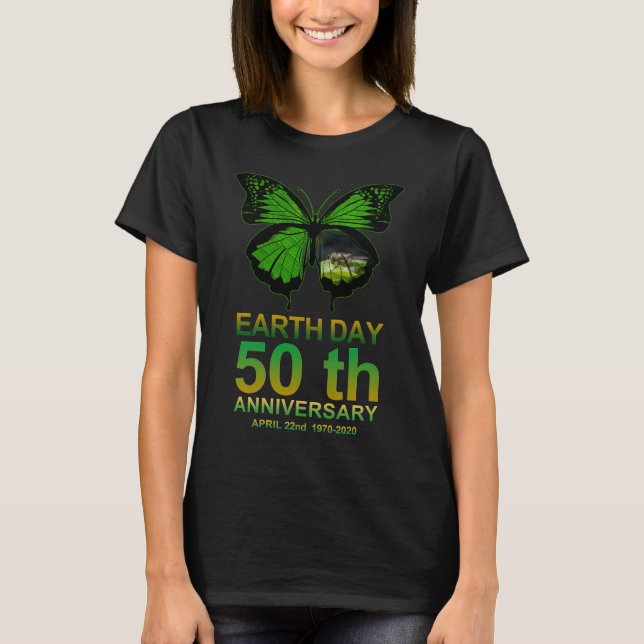 Butterfly Earth Day 50th Anniversary Gift T-Shirt (Front)