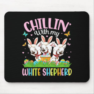 Butterfly Easter Eggs Chillin With My White Shephe Mouse Pad