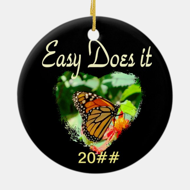 BUTTERFLY EASY DOES IT PHOTO CERAMIC ORNAMENT (Back)