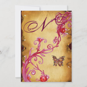 BUTTERFLY ELEGANT WEDDING  PARCHMENT Monogram Invitation