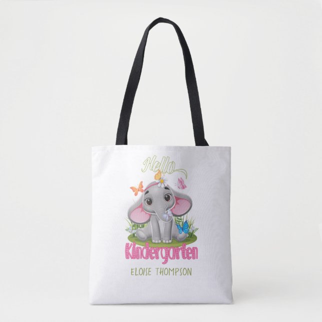 Butterfly Elephant Kindergarten Back to School   Tote Bag (Front)