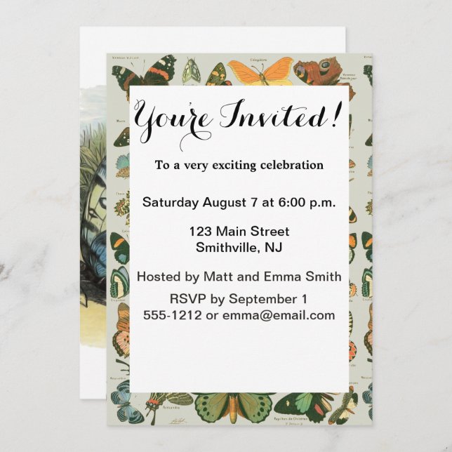 Butterfly Elf Artwork Cute Elves Butterflies Invitation (Front/Back)