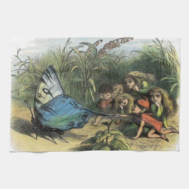 Butterfly Elf Artwork Cute Elves Butterflies Tea Towel (Horizontal)