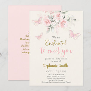 Butterfly Enchanted To Meet You Baby Shower Girl Invitation