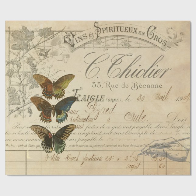 Butterfly Ephemera Decoupage Paper (Flat)