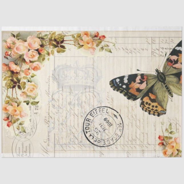 butterfly Ephemera Decoupage Tissue Paper (Front)