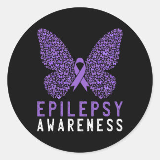 Butterfly Epilepsy Awareness Month Purple Ribbon S Classic Round Sticker