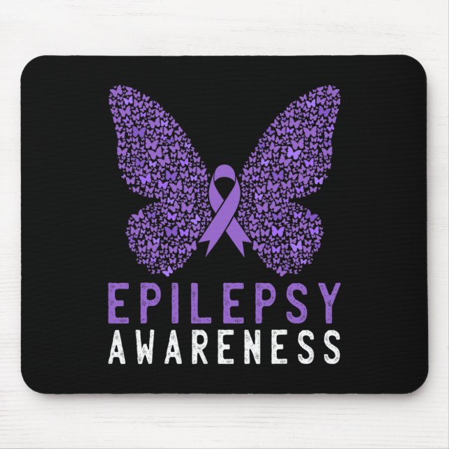 Butterfly Epilepsy Awareness Month Purple Ribbon S Mouse Pad (Front)