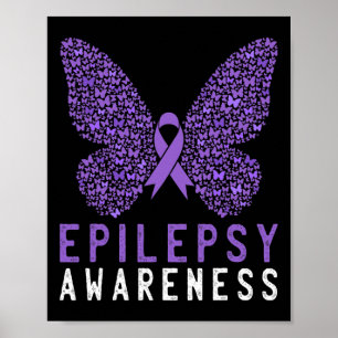 Butterfly Epilepsy Awareness Month Purple Ribbon S Poster