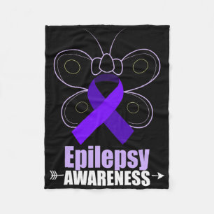Butterfly Epilepsy Ribbon Epilepsy Disorder Awaren Fleece Blanket