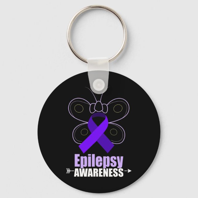 Butterfly Epilepsy Ribbon Epilepsy Disorder Awaren Key Ring (Front)