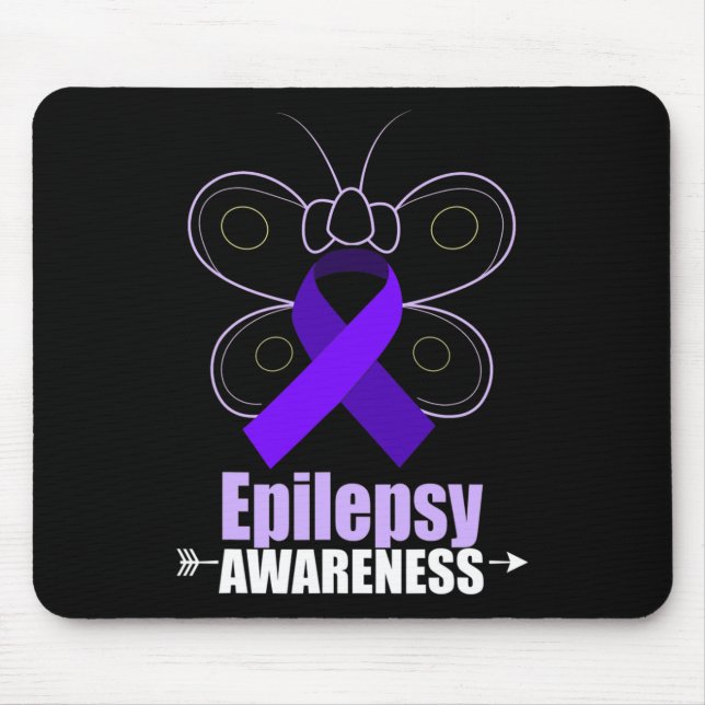 Butterfly Epilepsy Ribbon Epilepsy Disorder Awaren Mouse Pad (Front)