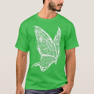 Butterfly etching in white Butterfly Art T-Shirt