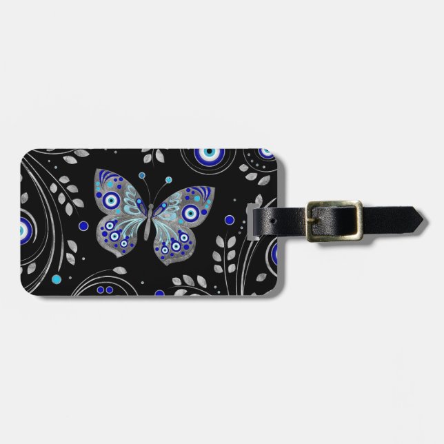 Butterfly Evil Eye Ornament Luggage Tag (Front Horizontal)