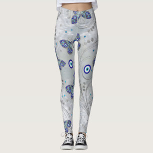 Butterfly Evil Eye Pattern on pearl Leggings