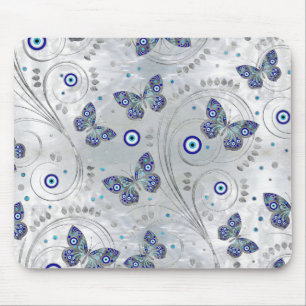 Butterfly Evil Eye Pattern on pearl Mouse Pad