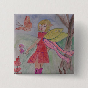 Butterfly Fairy 15 Cm Square Badge