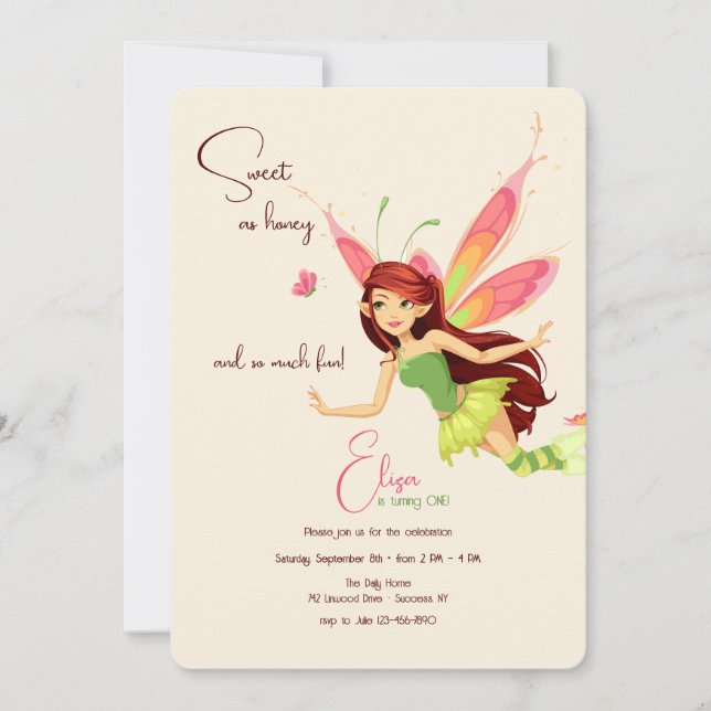 Butterfly Fairy Birthday Party Invitations (Front)