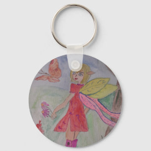 Butterfly Fairy Button Key Ring