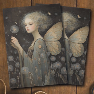 Butterfly Fairy & Dandelion Field Decoupage Art Tissue Paper