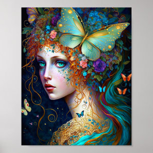 Butterfly Fairy Elf Lady Fantasy Art Poster