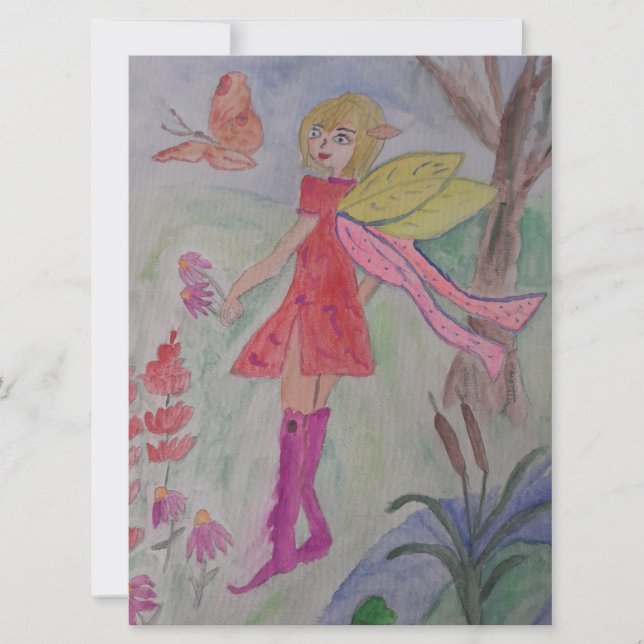 Butterfly Fairy Flat Greeting Card (Front)