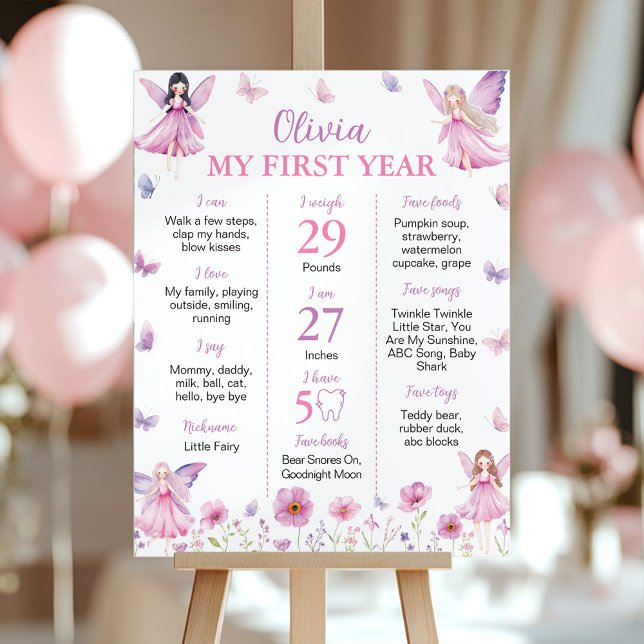 Butterfly Fairy Floral Garden Birthday Milestone Poster (Creator Uploaded)