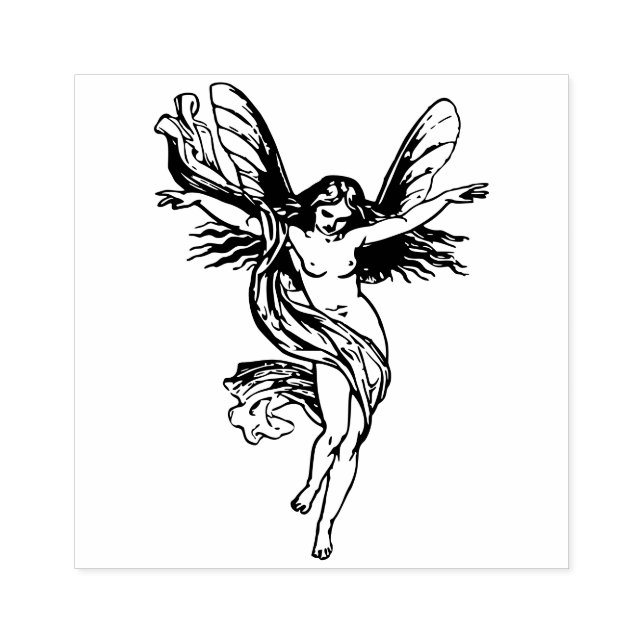 Butterfly Fairy girl fantasy Rubber Stamp (Imprint)