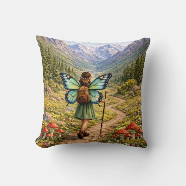 Butterfly Fairy Mountain Hiker | Fairycore Flower Cushion (Front)