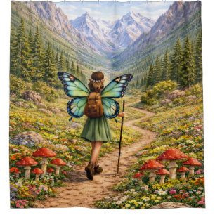 Butterfly Fairy Mountain Hiker   Fairycore Flower Shower Curtain