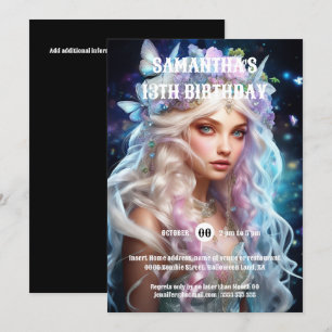 Butterfly fairy princess blonde hair girls fantasy invitation