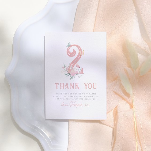 Butterfly Fairytale Floral Girl Birthday Party Thank You Card (Creator Uploaded)