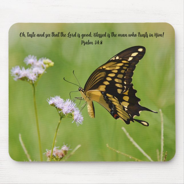Butterfly Faith Bible Verse Nature Mouse Pad (Front)