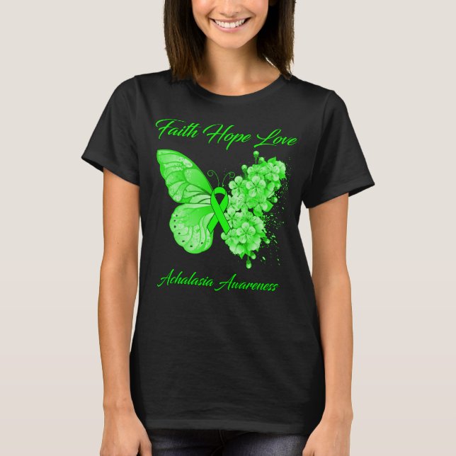 Butterfly Faith Hope Love Achalasia Awareness T-Shirt (Front)