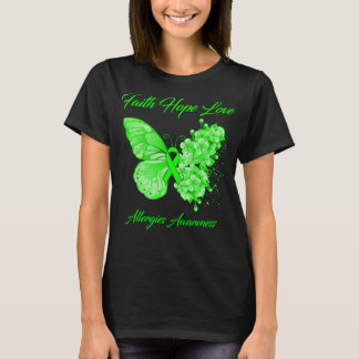 Butterfly Faith Hope Love Allergies Awareness T-Shirt