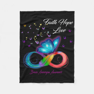 Butterfly Faith Hope Love Brain Aneurysm Awareness Fleece Blanket