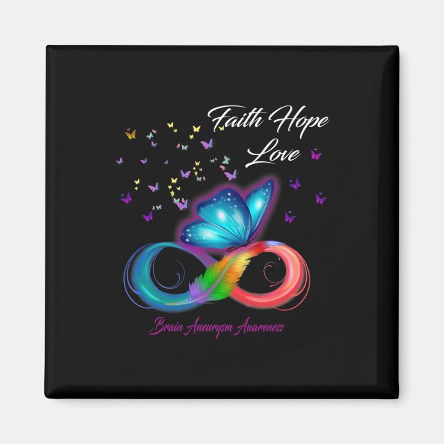 Butterfly Faith Hope Love Brain Aneurysm Awareness Magnet (Front)