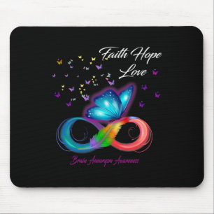 Butterfly Faith Hope Love Brain Aneurysm Awareness Mouse Pad