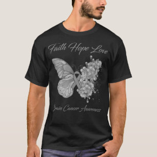 Butterfly Faith Hope Love Brain Cancer Awareness T-Shirt