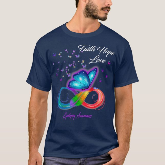Butterfly Faith Hope Love Epilepsy Awareness T-Shirt (Front)