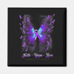 Butterfly Faith Hope Love Fibromyalgia Awareness 2 Magnet