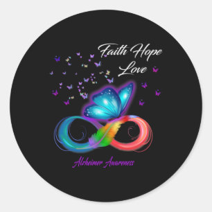 Butterfly Faith Hope Love Heimerheimer Awareness Classic Round Sticker