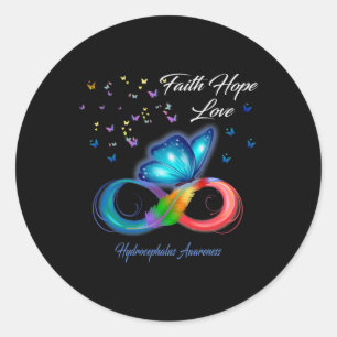 Butterfly Faith Hope Love Hydrocephalus Awareness  Classic Round Sticker