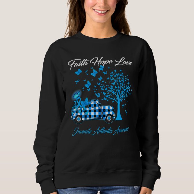 Butterfly Faith Hope Love Juvenile Arthritis Aware Sweatshirt (Front)