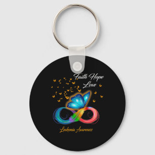 Butterfly Faith Hope Love Leukemia Awareness  Key Ring