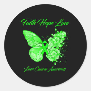 Butterfly Faith Hope Love Liver Cancer Awareness  Classic Round Sticker